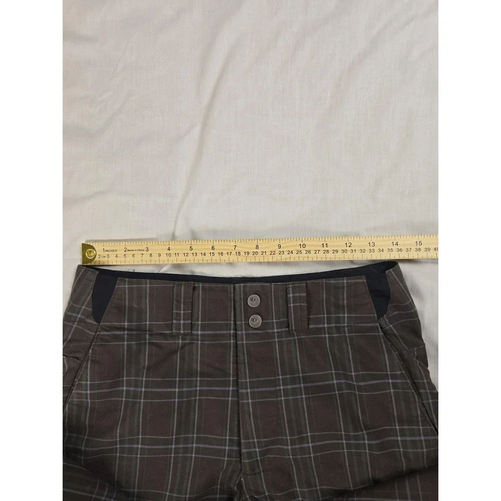 Pearl Izumi Shorts Mens Small Brown Plaid Cycling Biker Relaxed Fit Pockets